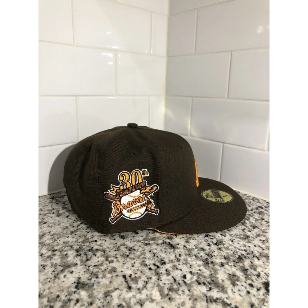 Atlanta Braves New Era 30th Anniversary Coffee Mango 59FIFTY Fitted Cap 7 1/8